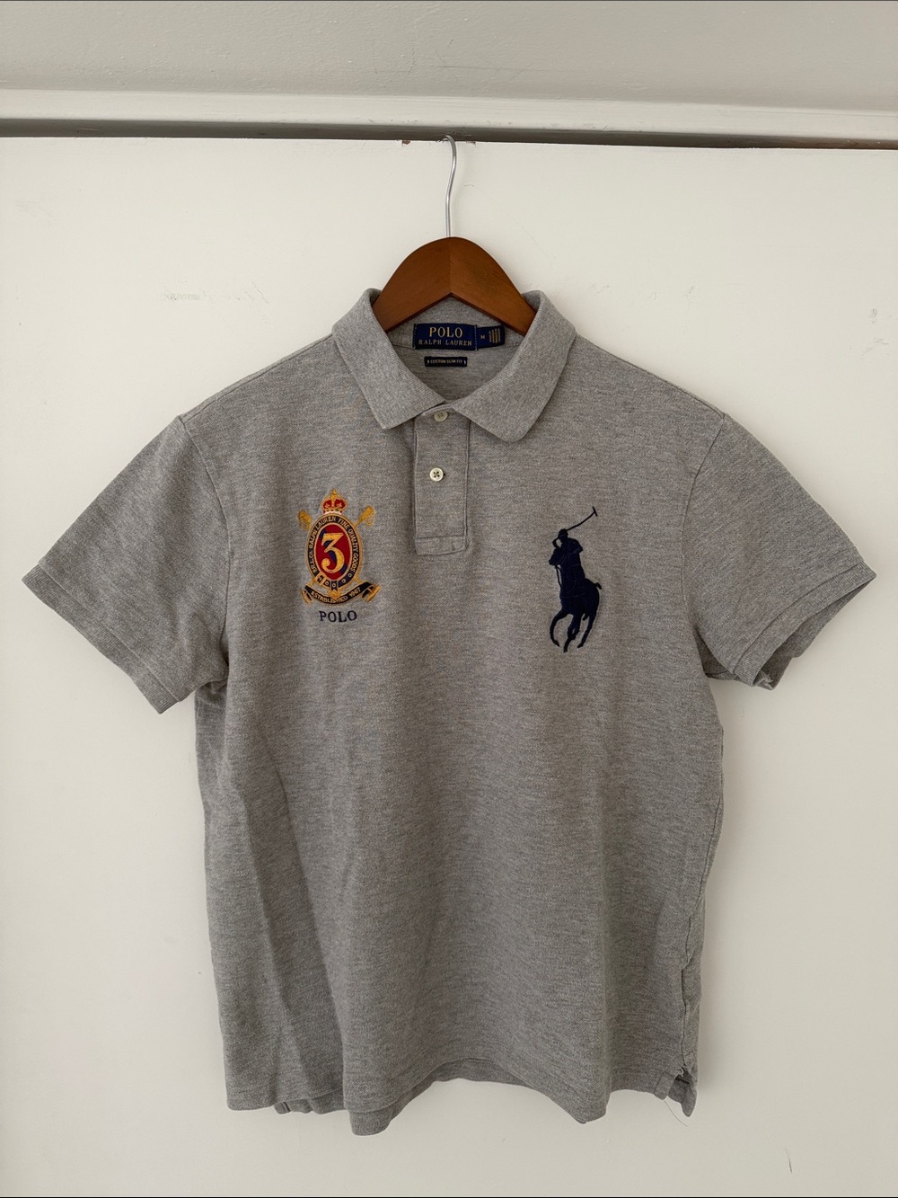 Polo Ralph Lauren OG Gray Short-Sleeve Crest Polo with Navy Pony Sz M